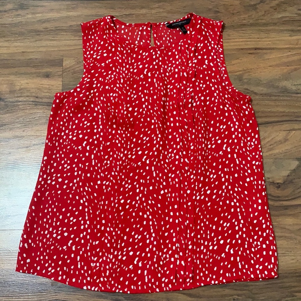 Banana Republic Red/White Dot Sleeveless XS Top